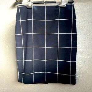 Blue and white pencil skirt